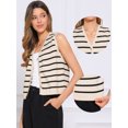 thumbnail image 2 of DARING DIVA Women's V Neck Button Front Cropped Knitted Striped Sweater Vests XL Beige, 2 of 6