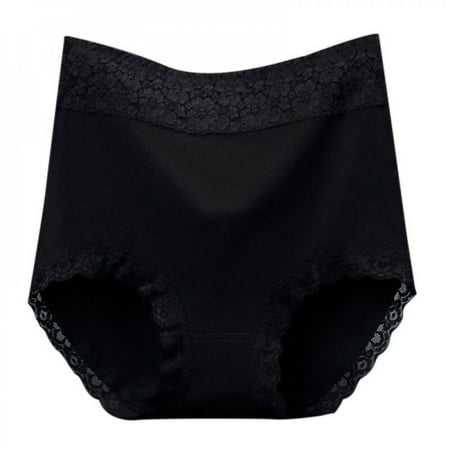 

Promotion!Women s Cotton Underwear High Waist Panties Elastic Underwear Lace Briefs Large Size Panties