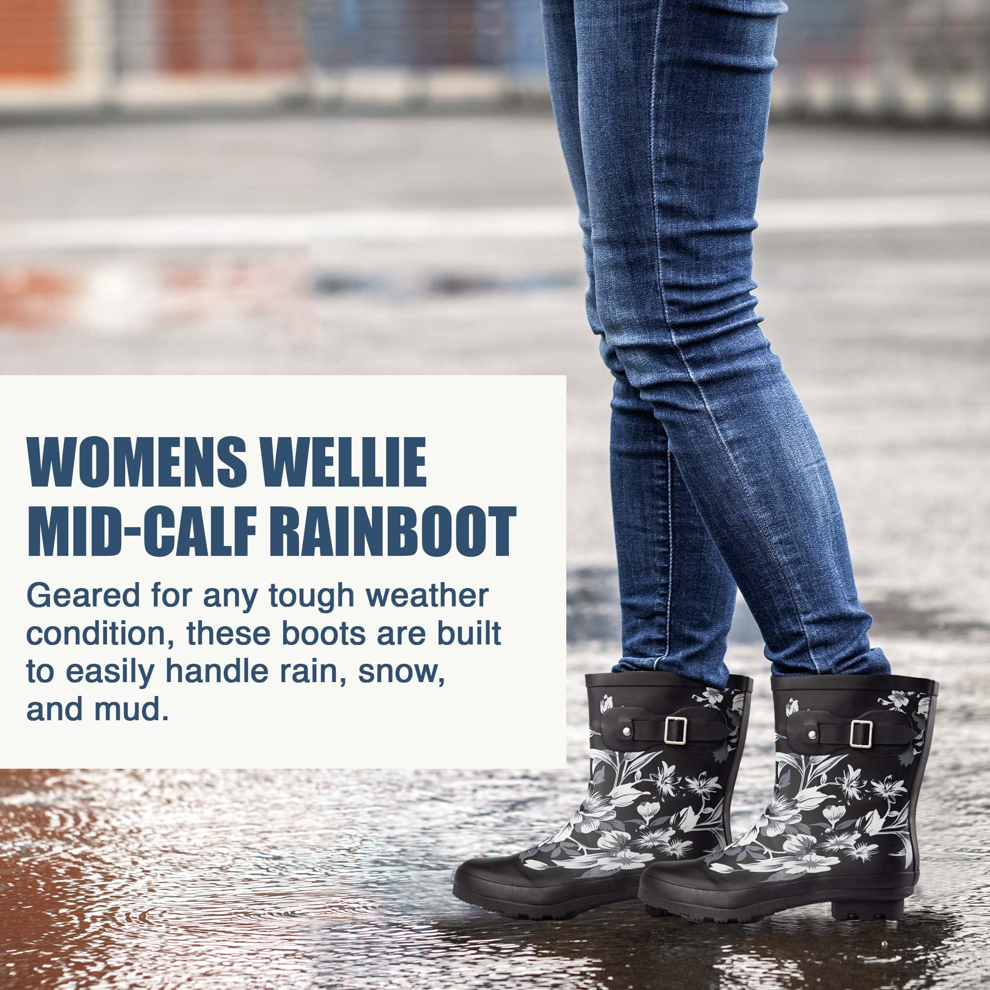 NORTY Womens Ankle-High Rain Boots 9 inch Female Snow Boots