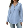 thumbnail image 6 of YueHuiYing Women's Hoodies Long Sleeve Sweatshirts Drawstring Pullover Tops with Pocket Casual Loose Blouses Tunic, 6 of 6