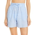 thumbnail image 1 of Frankies Bikinis Lou Gingham Drawstring Shorts, Blue, Medium, 1 of 2