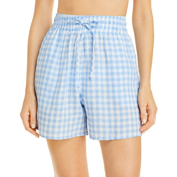 Frankies Bikinis Short à Cordon en Vichy Lou, Bleu, Moyen