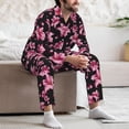 thumbnail image 7 of Fuzoiu Lilies Flowers Print Men's Long-Sleeved Pajama,Lounge Button Down Nightwear,Mens Notch Collar Pajama Set -XX-Large, 7 of 7