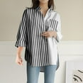 thumbnail image 2 of CEHVOM Blouse à Manches Longues en Satin à Rayures Col en V pour Femmes en Liquidation, 2 of 5