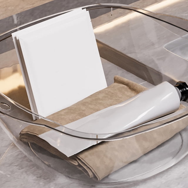 Plastic Wash Basin with Dual Handles Multifunctional Transparent Face Cleansing Washing Basin
