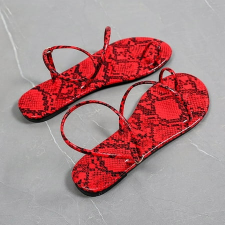 

Aayomet Women s Heeled Sandals Flat-Bottom Size Large Fashion Women s Flip Sandals Beach Finger Shoes Women s sandals Red 37