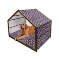 thumbnail image 1 of Floral Pet House, Brush Bouquet of Wildflowers Picturesque Nature Summer Season Design, Outdoor & Indoor Portable Dog Kennel with Pillow and Cover, 5 Sizes, Coral Pink and Dark Blue, by Ambesonne, 1 of 4