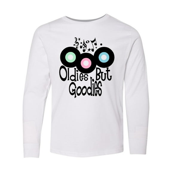Inktastic Oldies but Goodies Records and Music Notes Long Sleeve Youth T-Shirt