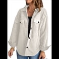 thumbnail image 1 of Chaqueta de Mujer de Gran Tamaño con Botones y Larga con Aberturas. Crema M, 1 of 5