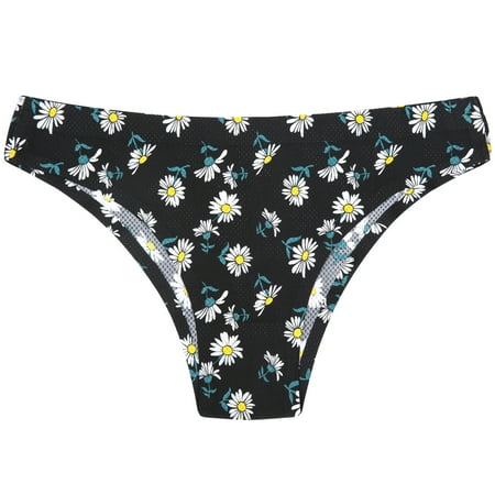 

Women Low Rise Seamless Thong Underwear Floral No Show Panties Stretch Briefs