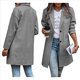 thumbnail image 3 of Ropa de Abrigo para Mujer, Moda de Otoño, Informal, Cortavientos con Botones, Ropa de Invierno con Bolsillos Gris XXXL, 3 of 6