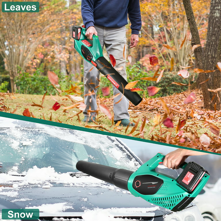 Cordless Leaf Blower 400CFM 6-Speed 150 MPH with 4.0Ah Battery & Charger  Electric Handheld Leaf Blower for Lawn Care Sweeping Snow and Surface Dust  Cleaning 