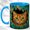 Blue, variant on Tabby Cat Coffee Mug, Teal Wood Cat Mug, Ceramic 11 oz