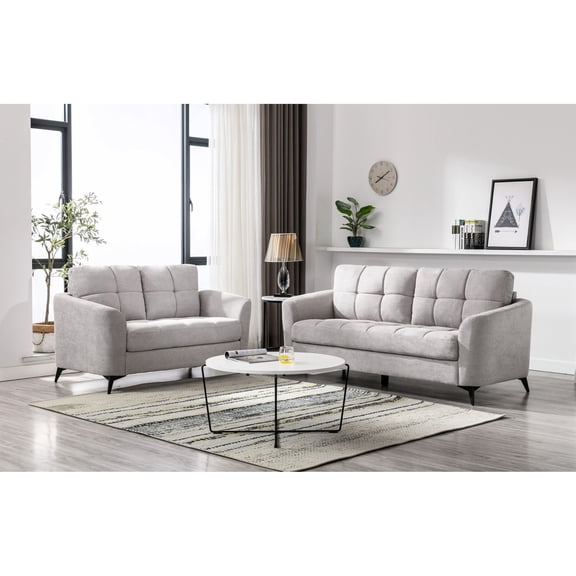Light Gray Sofa Loveseat with Specific Seat Dimensions / Comfortable Living Room Option