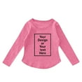 thumbnail image 1 of Girls Long Sleeve Shirts Kids Arc Hem Side Slit Soft Tunic Tops T Shirts, 1 of 6