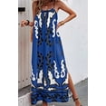 thumbnail image 2 of Yunliwuli Women Summer Casual Long Dress Print Spaghetti Strap Sleeveless Cami Dress Loose Tie-Up Backless Holiday Dress, 2 of 3