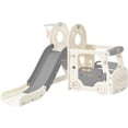 thumbnail image 2 of 4 in 1 Kids Slide for Indoor and Outdoor, Freestanding Bus Play Structure Slide for Toddler Playground Slipping Slide Climber Toy Playset with Basketball Hoop, 2 of 6