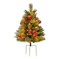 thumbnail image 2 of Dserhfy 23 Inch Lighted Artificial Christmas Urn Filler Pre-lit Xmas Pine Tree with Cones Red Berries Tripod Stake And LED Light Outdoor Porch Planter Filler for Holiday Decor, 2 of 8