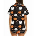 thumbnail image 6 of Feancey Cute Pjs for Women Set Halloween Pumpkin Print Pajama Sets Short Sleeve Button Down Shirt with Shorts Loungewear 2 Piece Outfits Multicolor M, 6 of 6