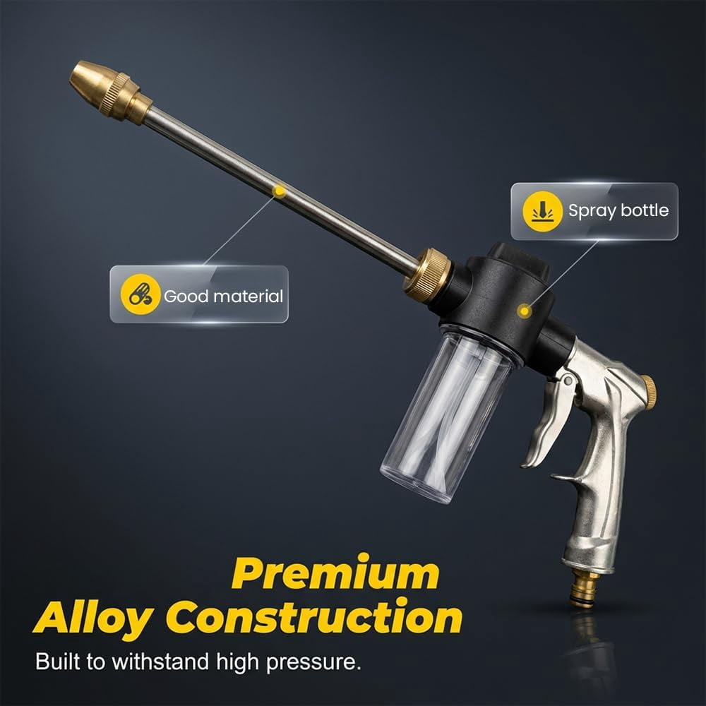 Turn Any Hose into a High Pressure Water Cleaning Jet, 2026 New Heavy Duty Garden Hose Nozzle, Multi Function Lawn Garden Watering Sprayer for Car Patio Garden Yard Cleaning