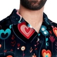 thumbnail image 5 of Valentine's Day Love ECG Men's Short Sleeve Shirts, Casual Hawaiian Print Button Down Summer Beach Top Unisex, 5 of 6
