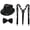 black, variant on Byfri Silver Sequin Fedora Hat Set with Suspenders Bow Tie, Sparkly Party Outfit for Men Women, Silver 60cm