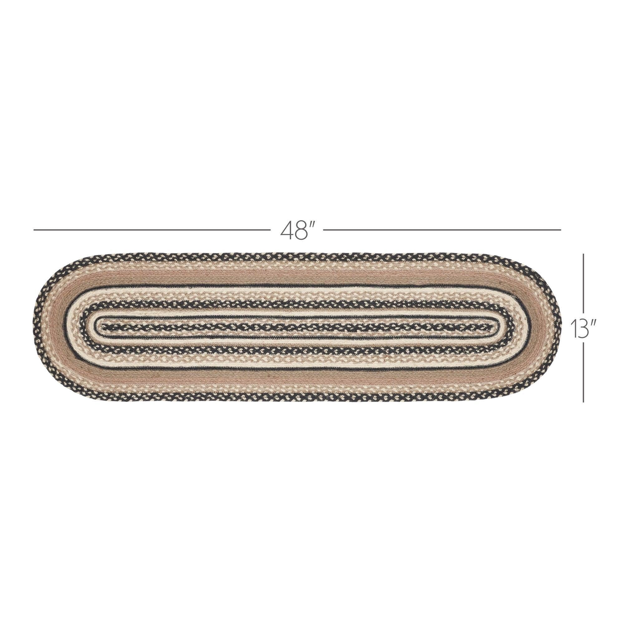 VHC Brands Sawyer Mill Charcoal Farmhouse Jute Oval Table Runner 13x37