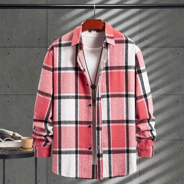 Seeotter Flannel Shirt for Men Casual Button Down Work Soft All Cotton Lightweight Flannel Mens Plaid Shirts Long Sleeve