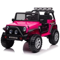Joyracer 12V Kids Ride on Truck Car with Parent Remote Control & 2 Seater, 5.5 AH Battery Powered Toy Car w/ 4 Large Wheels, Spring Suspension, 3 Speeds, LED Lights, Bluetooth for Girl Boy, Rose Pink