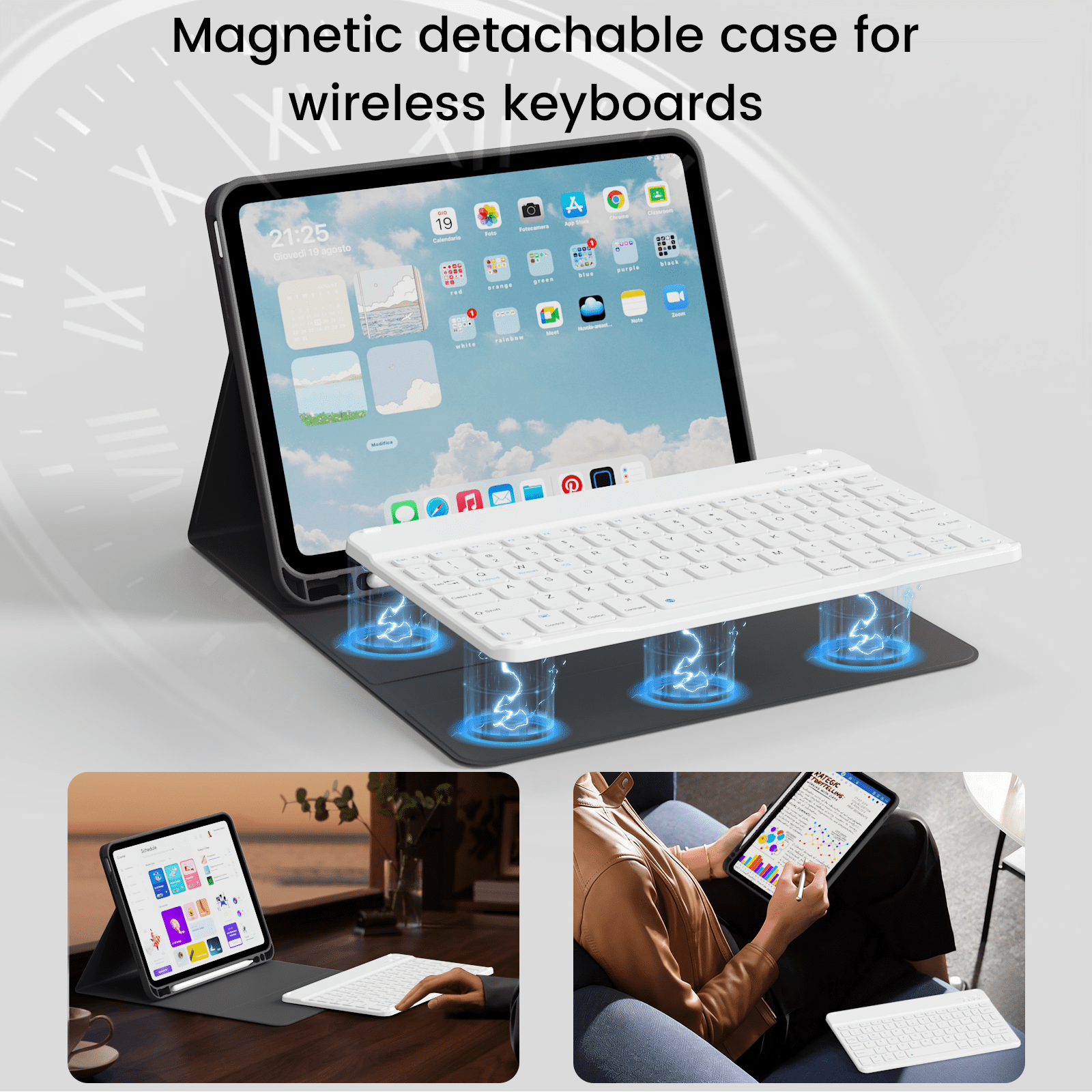 SZPSGC for iPad A16 11th 10th Generation Case with Keyboard, Soft TPU Back Cover with Pencil Holder, Magnetically Detachable Folio Keyboard case for iPad 11th Gen 11 Inch/10th Gen 10.9 Inch,Black