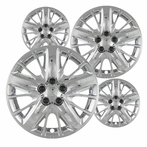 Fuel Rider Set of 4 18 inch Chrome Screw-On Hubcaps With 5 Spoke Compatible With 2014-2019 Chevrolet Impala Standard Steel Wheel Covers