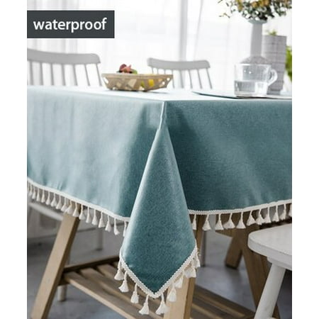 

UMMH Plain Tablecloths Thick Linen Cotton Rectangular Waterproof Table Covers Cloth for Dining Table Party Wedding Decorative