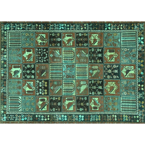 Ahgly Company Indoor Rectangle Persian Turquoise Blue Traditional Area Rugs, 5' x 7'