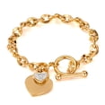 thumbnail image 1 of Pulsera de acero inoxidable para mujer con doble corazón, 18 cm, 1 of 3
