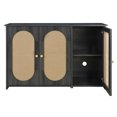 thumbnail image 2 of Kojooin 3-Door Sideboard Buffet Cabinet, Console Table, Sideboard Storage Cabinet With Artificial Rattan Doors And Metal Handles For Entryway Living Room Dining Room Kitchen, 2 of 6