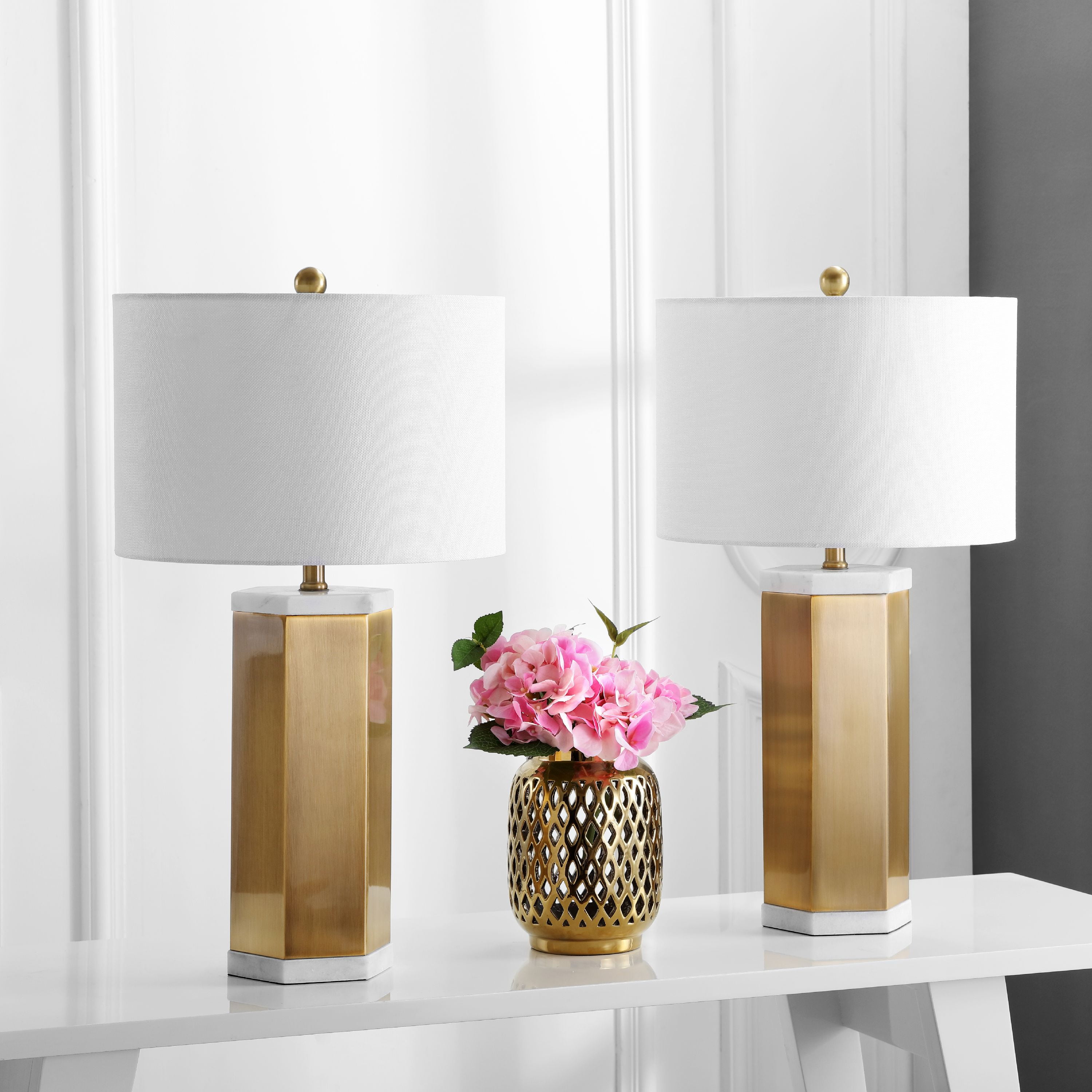 Safavieh Lighting Collection Alya White/Brass Gold 28inch Bedroom