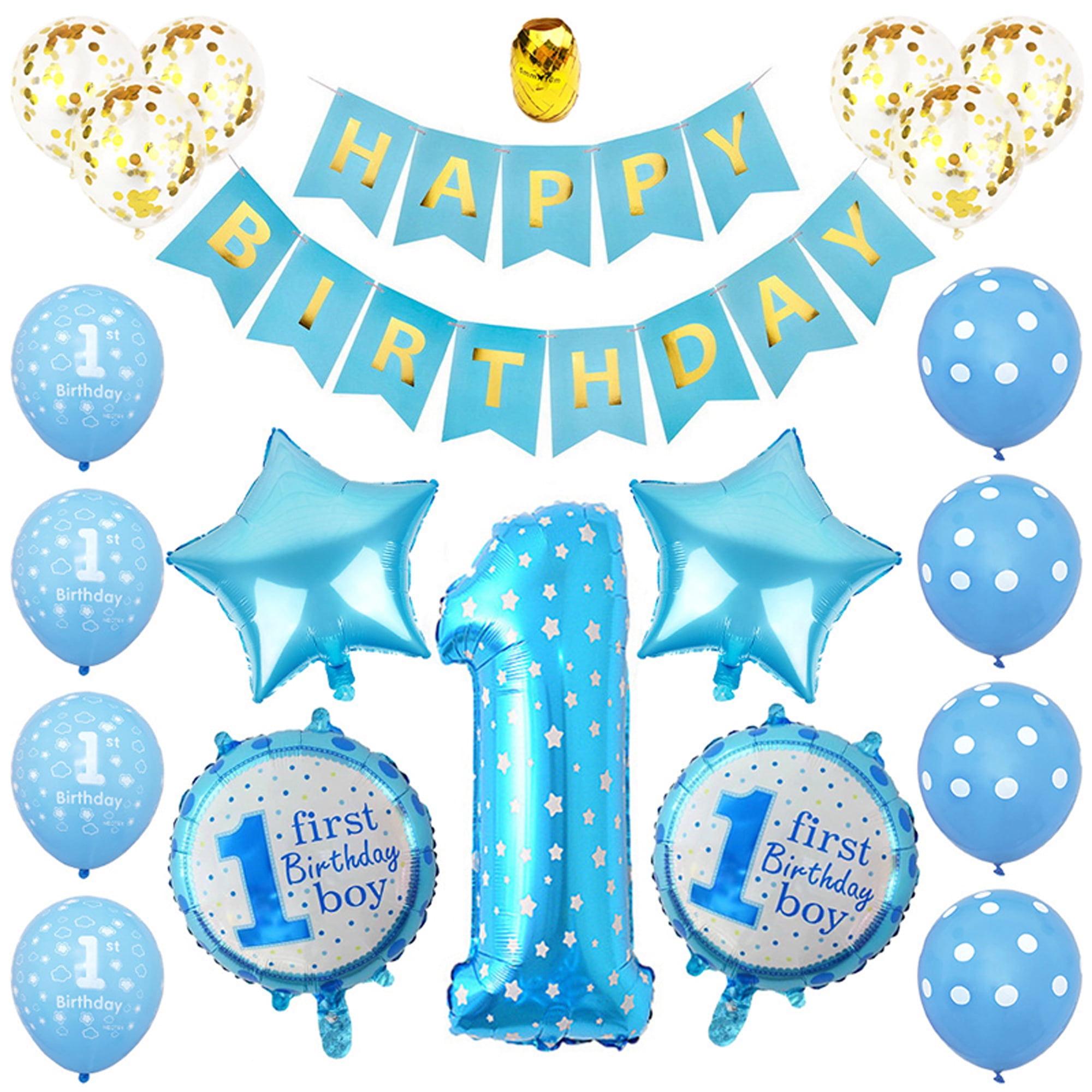 Balloons First 1st Birthday Kids Boys Girls Number 1 Baby Party
