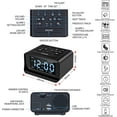 thumbnail image 3 of Radio despertador Sincero con alarma dual digital 2 puertos de carga USB negro, 3 of 5