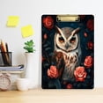 thumbnail image 6 of Plastic Clipboard Acrylic Hanging Clip Board with Gold Low Profile Office School Supplies 12.5x9 Cool Owl with Rose, 6 of 9