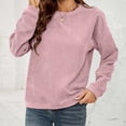 thumbnail image 2 of IROINID Liquidation T-Shirts à Manches Longues pour Femmes en Velours Côtelé Uni Col Rond Chandail Haut Col Rond Haut/chemise, Pink, 2 of 6