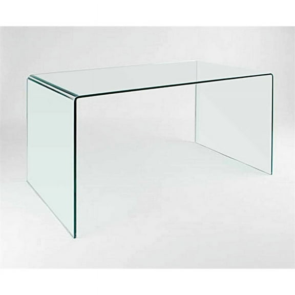 Pemberly Row 50" Contemporary Glass Desk in Clear