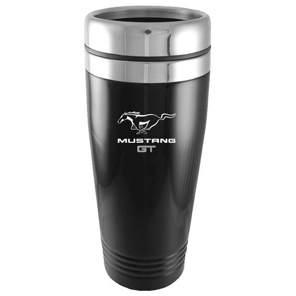Ford Mustang GT Black 16oz Stainless Steel Tumbler Travel Mug Official Licensed