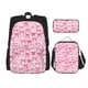 thumbnail image 1 of Easygdp Pink bows Mochila para Niños y Niñas con Set de Caja de Almuerzo y Estuche para Lápices 3 en 1, Mochila Escolar Estampada para Adolescentes, 1 of 7