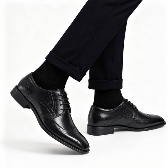 AZoiNM Men's Pointed Toe Oxford Shoes Business Lace Up Leather Sole Rubber Outsole
