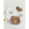 thumbnail image 2 of Coduop Baby Girls Shorts Set,Sleeveless Antlers/Cow Print Romper and Shorts 3Pcs Outfit Set, 2 of 9