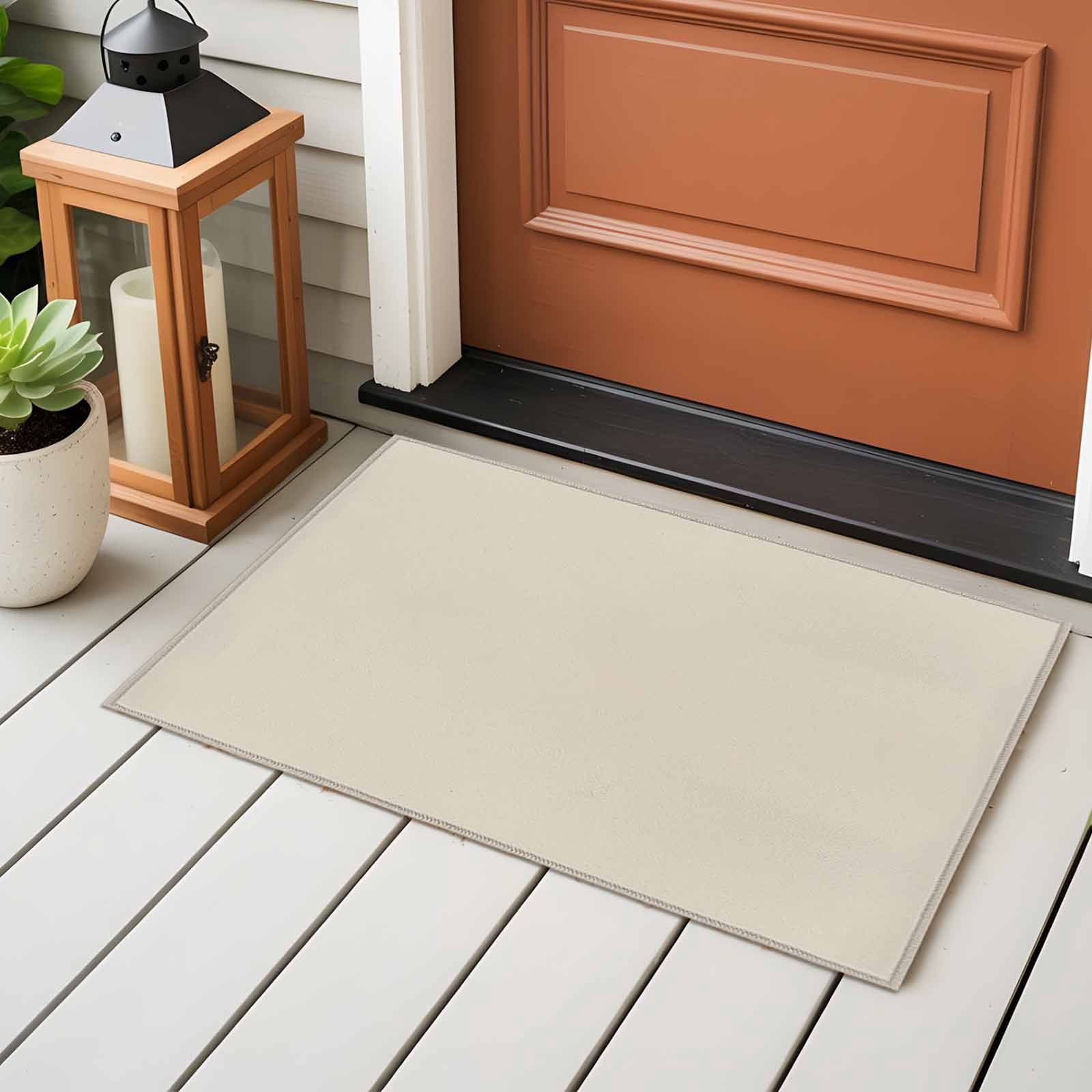 Ivory White Bathroom Mat 2x3 FT, Non Slip Small Kitchen Mat, Modern Pure Ivory White Washable Soft Backed Front Door Throw Rug Non-Shedding Indoor Outdoor Doormat for Entryway Sink