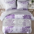 thumbnail image 2 of Davulos Floral Comforter Set Queen Size 7 Piece Purple Bed in a Bag Flowers Comforter Set with Sheets, Botanical Floral Bed Set Reversible Soft Microfiber Purple Bedding Set for All Season, 2 of 8