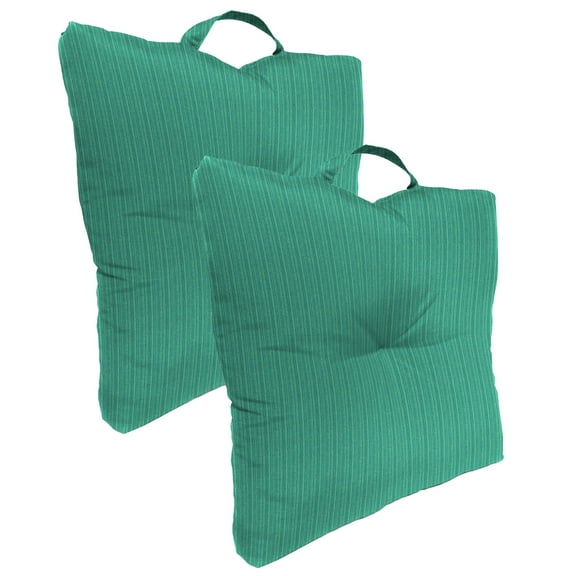 Jordan Manufacturing 20" x 20" Federal Bayou Teal Solid Square Tufted Outdoor Floor Cushion with Handle (2 Pack)