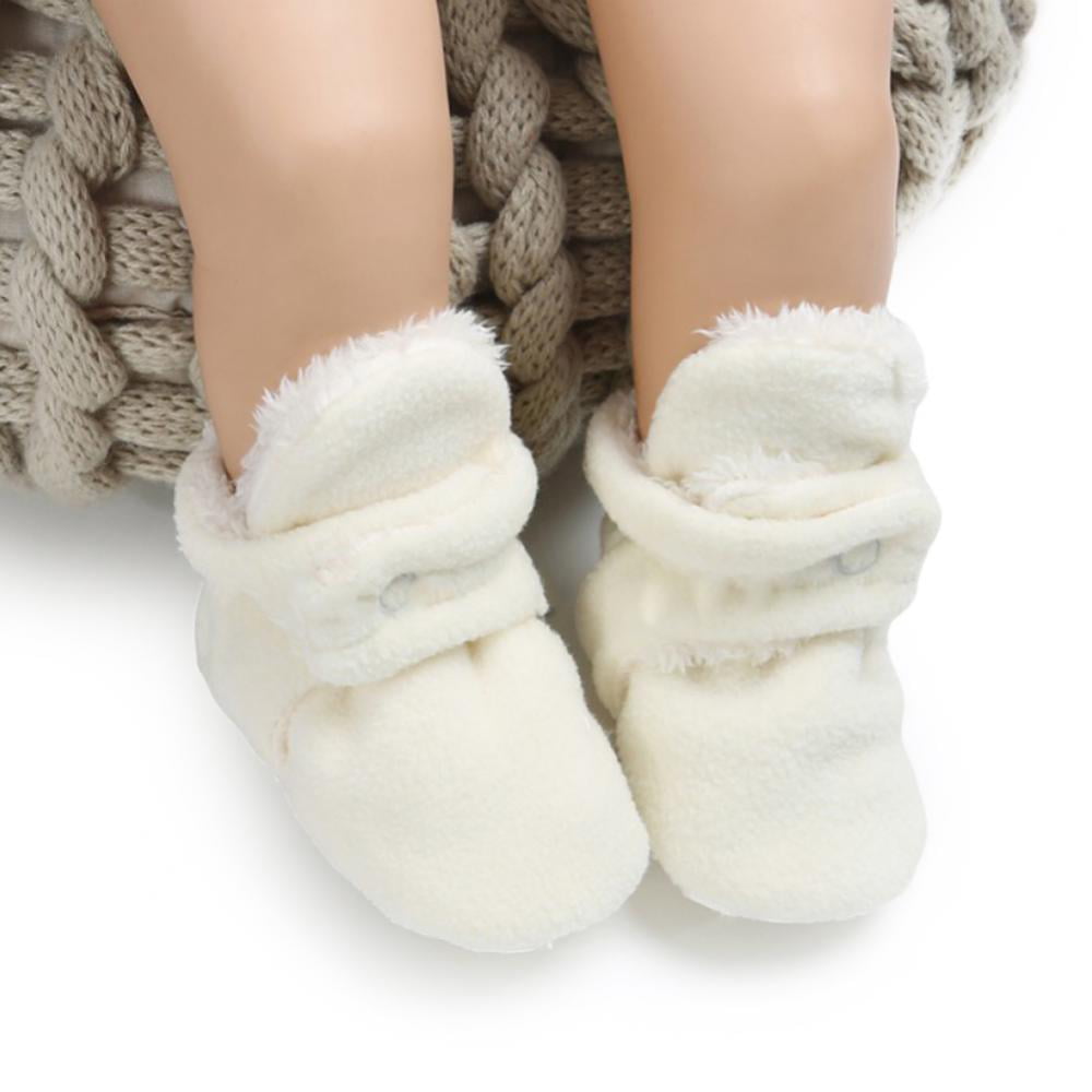 Infant Boys Girls Warm Booties Winter White Cute Soft Cotton Unisex Non-Skid Baby Shoes Christmas First Birthday Gift 