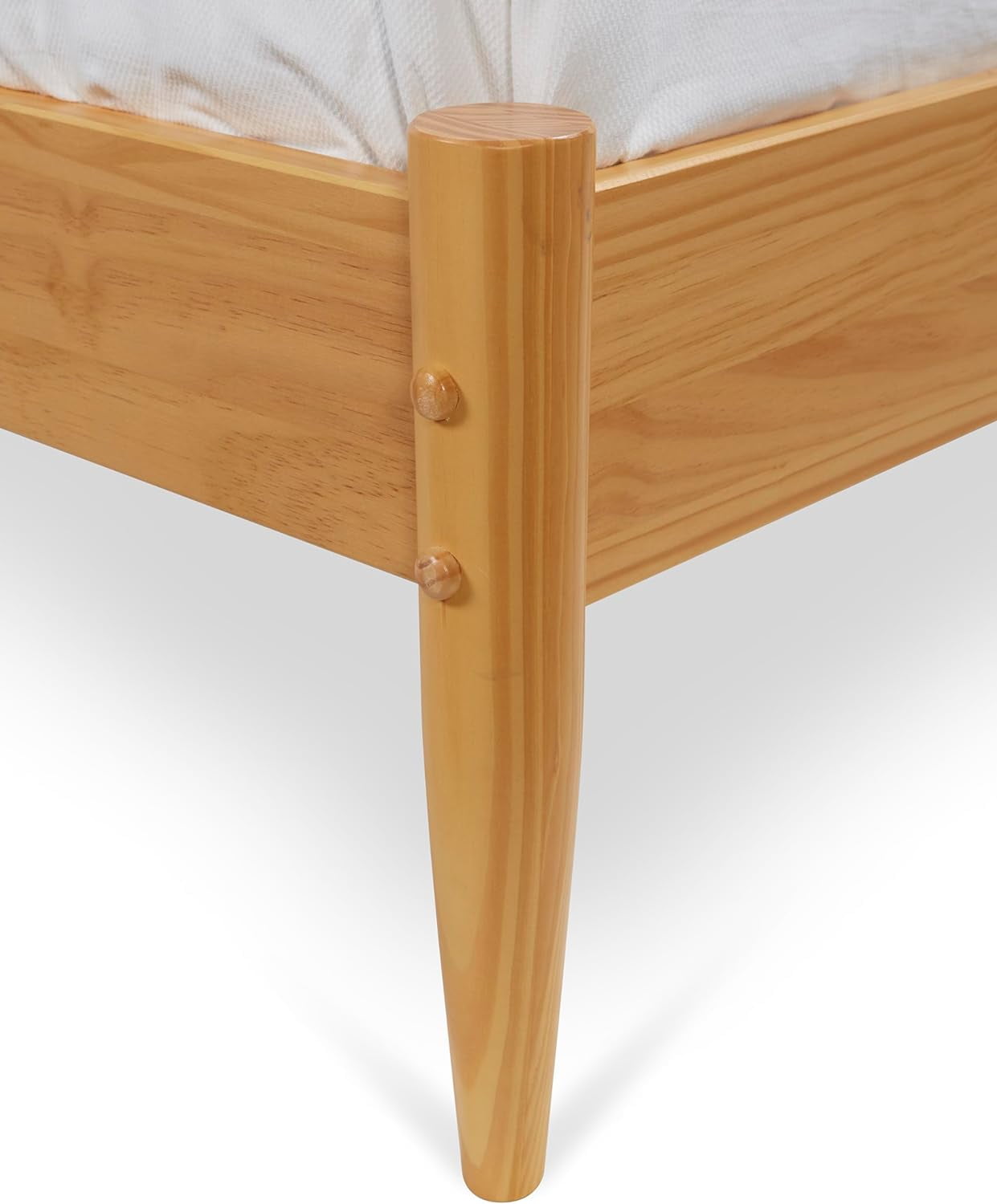 Camaflexi Mid Century Platform Bed Queen Size Solid Wood Bed Frame, Scandinavian Oak 100% Solid Wood